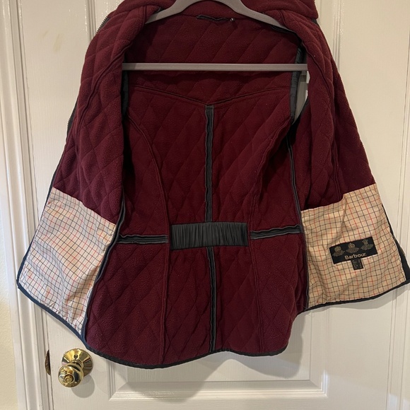 Barbour Quilted Vest in Gray and Burgundy - Picture 6 of 8